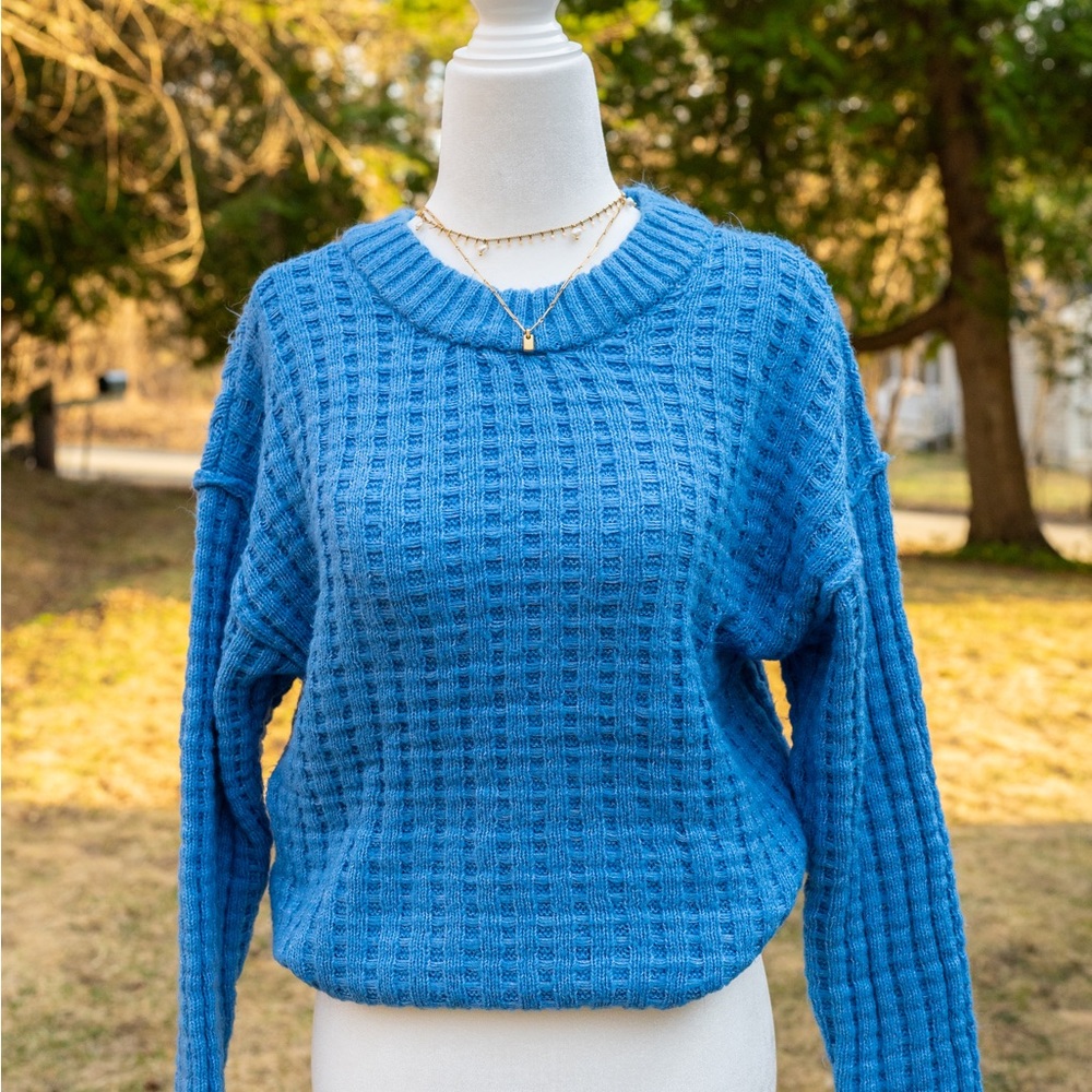 🧇 Blue waffle sweater, XS